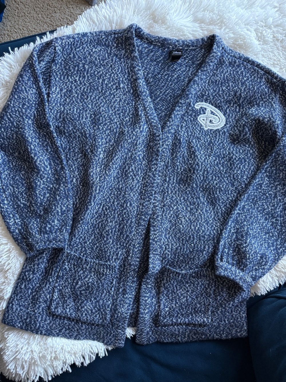 NWOT Disney Navy Marled Women's Cardigan with Pockets